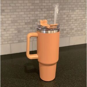 NEW 40oz Clay Pink Orange Insulated Tumbler – Handle, Straw, Lid Included
